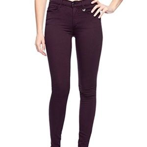 Y2K Joan Smalls X True Religion Burgundy Wine Legging Skinny Jeans 26 V-Day